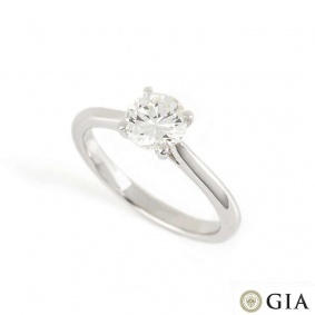 18k White Gold Round Brilliant Cut Diamond Ring 0.88ct I/VVS2